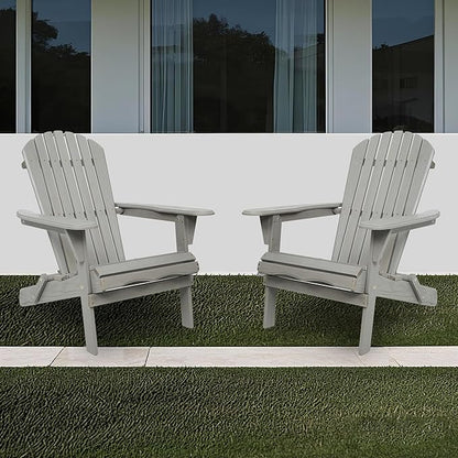 Wood Lounge Patio Chair for Garden Outdoor Wooden Folding Embossed Adirondack Chair Set of 2 Solid Cedar Wood Lounge Patio Chair with Wood Grain-70