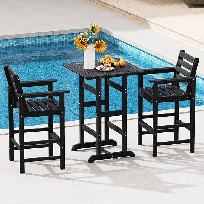 Tangkula Patio Adirondack Chairs Set of 4, HDPE Bar Height Chair with Wide Armrests & Footrest - Photo 4