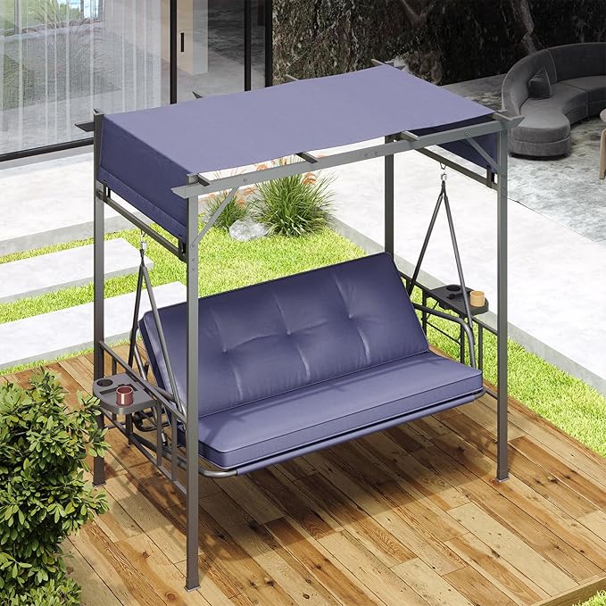 AECOJOY 2-in-1 Convertible Porch Swing Bed 3 Seat - Photo 8
