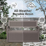 Vixzen 80 Gallon Outdoor Storage Bench Deck Box, Lockable All-Weather Resin Seating with Hidden Storage - Photo 4