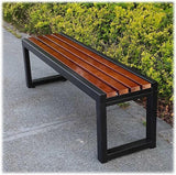 Outdoor Benches Weatherproof, Garden Bench Metal Steel Frame with Solid Wood - Photo 1