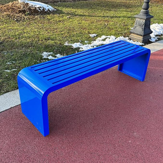 Metal Garden Bench, Weatherproof Backless Patio Benches, Outdoor Park Bench, Front Porch Bench, Pool Deck Bench, Choice of Colours, for Park, Yard, Porch, Lawn(Blue,47.2in/120cm)