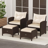 RELAX4LIFE Wicker Outdoor Ottomans for Patio - Set of 2 Rattan Footstools w/Removable Cushions - Photo 8