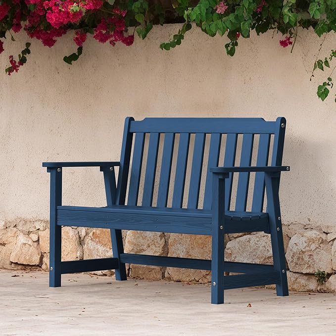 Ciokea 49" Heavy Duty Outdoor Bench, HDPE Weatherproof Porch Benches, Durable 2-Person Garden Benches with 660 Lbs - Photo 1