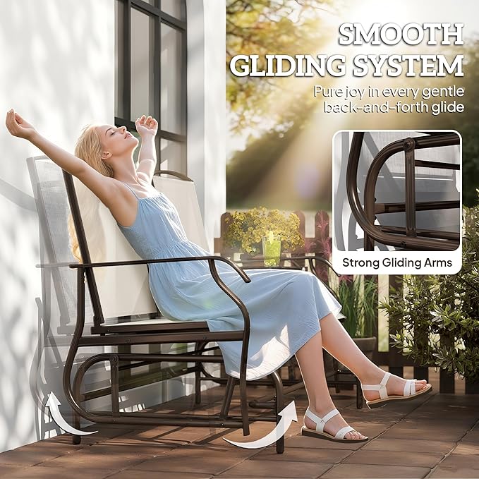 Outsunny Outdoor Glider Bench with Center Table - Photo 3