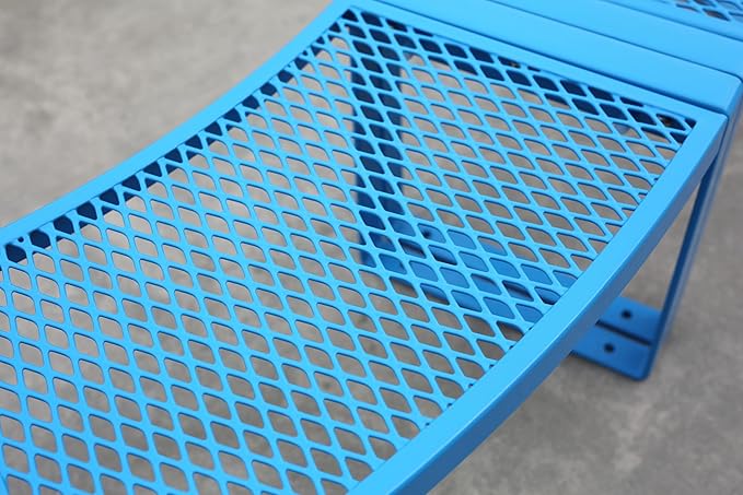 Outdoor Curved Bench, Heavy Duty Metal Park Bench for Outside, Backless Loveseat, Thermoplastic-Coated, Weatherproof Commercial-Grade 2-Person Seating for Park, Patio, Garden, Deck, Beach，Blue