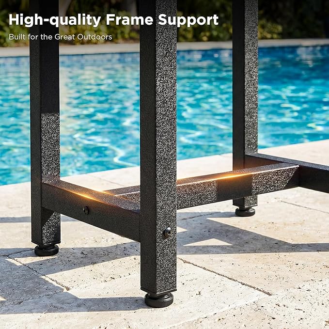 ODK Outdoor Side Table, Adirondack Patio End Table with Weather-Resistant, Waterproof Top for Hot Tub, Garden, Balcony, Poolside, Durable & Easy-to-Clean, Black