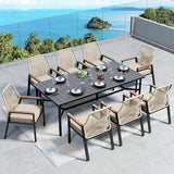 83" Patio Table for 8, Large Rectangle Patio Dining Table with Umbrella Hole - Photo 4