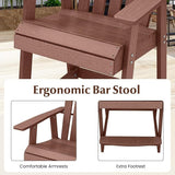 Tangkula Outdoor Bar Stool, HDPE Tall Adirondack Chair with Armrest & Footrest - Photo 8