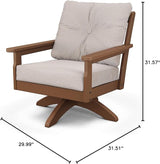 POLYWOOD® Vineyard Deep Seating Swivel Chair in Teak/Dune Burlap - Photo 2