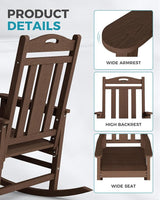 Ciokea Outdoor Rocking Chair, HDPE Porch Rocking Chairs for Outside - Photo 4