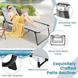 Goplus Chaise Lounge Chair Outdoor, Extra Large Folding 5-Postion Beach Lounger with Detachable Pillow, Side Pocket - Photo 5