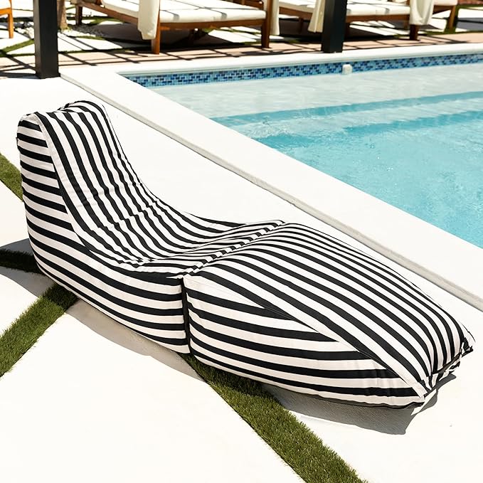 Jaxx Prado Outdoor Chaise Lounge, Black & White Stripe