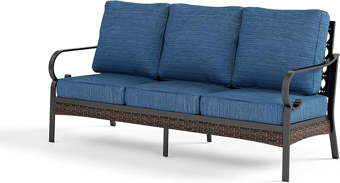 Metal Patio Furniture Sofa with 5.75" Extra Thick Cushion - Photo 8