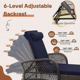 HOMEDIARY 2-Piece Outdoor Wicker Lounge Chairs with Cushion, Rattan Patio Chaise Loungers with 6-Level Backrest - Photo 3