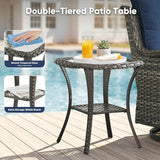 Belord Patio Wicker Chairs Swivel Rocker, Outdoor Patio Furniture Set with Rattan Side Table - Photo 8