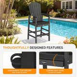 VINGLI Tall Adirondack Chair, All-Weather Plastic Adirondack Chair with Cup Holder Heavy-Duty Outdoor Barstools for - Photo 5