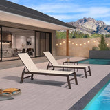 PURPLE LEAF Outdoor Chaise Lounge Chair Set of 2, Patio Pool Textilene Loungers with Adjustable Backrest and Wheels - Photo 8