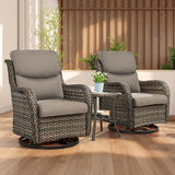 Rilyson Wicker Rocking Chair Swivel Chairs - 3 Piece Rocker Patio Furniture Set Rattan Rocking Bistro Sets with Glass - Photo 1
