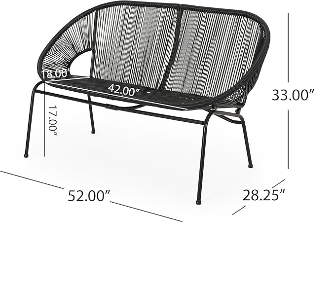 GDFStudio Patio Loveseat All-Weather Rattan 2 Seater Sofa Outdoor Patio Furniture Set for Balcony Poolside Backyard - Photo 2