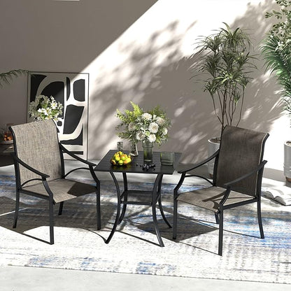 VICLLAX Small Square Outdoor Patio Table, All Weather Metal Outdoor Dining for Lawn Garden