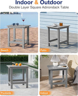 YEFU Outdoor Side Table for Patio: 16" HIPS Weather - Resistant Adirondack Tables Set of 2 - Small Square End Tables - Photo 6
