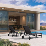 PURPLE LEAF Outdoor Chaise Lounge Set for 4 Aluminum Patio Chaise Lounger Chairs with Armrest and Wheels Adjustable - Photo 2