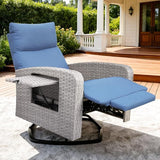 Outdoor Recliner Chair Set of 2, Wicker Patio Recliners with Adjustable Backrest and Extended Foot Rest - Photo 1