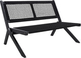 SAFAVIEH Outdoor Collection Kobina Black Acacia Wood/Black Rope Foldable Bench - Photo 4