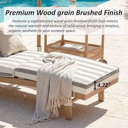 Lounge Chair Outdoor Set of 2 Chaise Lounger, Rope Lounge Chair Patio Chairs with Cushion & Backrest, Outdoor Chaise Lounges for Backyard, Poolside, Patio, Garden, Stripe