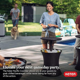 Keter Pacific Cool Bar Outdoor Patio Furniture and Hot Tub Side Table with 7.5 Gallon Beer and Wine Cooler - Photo 3