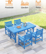 HDPE Outdoor Dining Set of 6, Patio Dining Table Set with 4 Chairs and 1 Bench - Photo 5