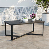 COOS BAY Iron Luxe Outdoor Coffee Table, Modern Weather Resistant Steel Patio End Table for Backyard, Garden, Deck - Photo 4