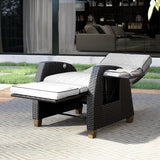 Grand patio Outdoor Recliner Chair Patio 150° Lay Flat Recliner with Flip Table Wicker Reclining Lounge Chair, Griege - Photo 4