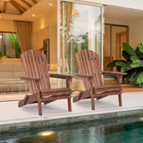 Wooden Folding Adirondack Chair Set of 2, Wood Lounge Patio Chair for Garden Outdoor - Photo 2