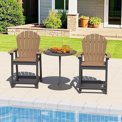 Tall Adirondack Chairs, Outdoor Bar Height Chair for Patio, Heavy-Duty Tall Adirondack Chair, Weatherproof HDPE Chairs for Deck, Poolside, Brown and Black