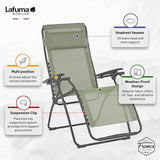 Lafuma Futura Series Patio and Poolside Zero Gravity Outdoor Lounge Recliner Chair with Adjustable and Removable - Photo 4