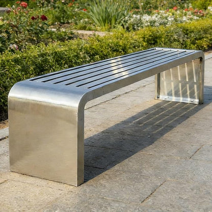 Metal Garden Bench for 2-3 People, Outside Park Bench, All Weather Modern Seating for Terraces, Courtyards, Patio, Porch, Lawn, Balcony
