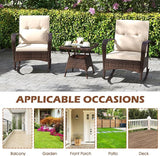 ORALNER 3 Pieces Patio Furniture Set, Outdoor Wicker Rocking Chairs with Cushions, Pillows, Glass Coffee Table - Photo 8