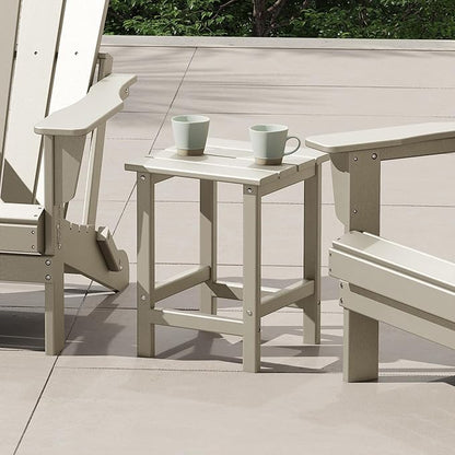 Costaelm Square Outdoor Side Tables, Adirondack Patio Tables for Outside, HDPE Patio End Table Weather Resistant, Balcony Table for Pool, Seaside, Backyard, Porch, Indoor Companion, Sand