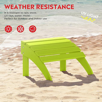 Costaelm Adirondack Chair Footrest Foldable Ottoman, Folding Ottoman Outdoor Foot Rest for Patio Waterproof, Adirondack Ottoman Outdoor, Lime