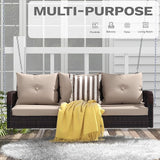 DWVO 3 Seats Porch Swing Hanging Bench Swing Outdoor Wicker Patio Swing Lounge Front Rattan 794lbs for Garden, Balcony - Photo 2
