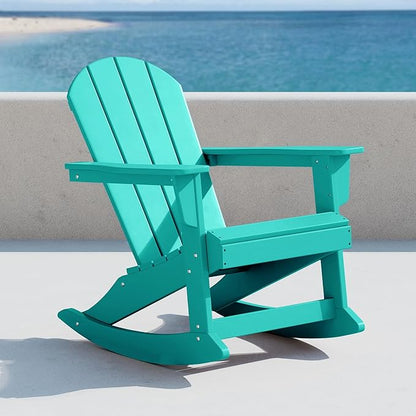 WO WESTIN OUTDOOR HDPE Laguna Outdoor Rocking Poly Adirondack Chair, Turquoise