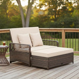 Tangkula Patio Rattan Daybed with 4-Level Adjustable Backrest - Photo 2