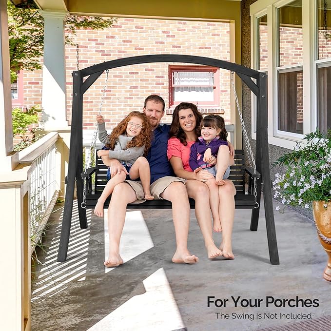 VINGLI Outdoor Wooden Swing Frame, Heavy Duty 1000 LBS A-Frame Swing Stand with Farmhouse Cottage Style - Photo 2