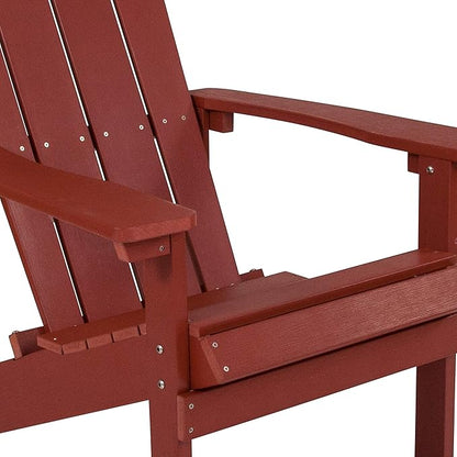 EMMA + OLIVER Outdoor Red All-Weather Poly Resin Wood Adirondack Chair