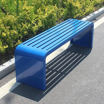Modern Outdoor Benches Weatherproof Backless Front Porch Bench Metal Garden Benches for Outdoors Sturdy Steel Frame Patio Benches for Outdoors, Backyard, Lawn(Blue02,150cm(59.05in))