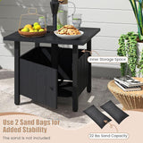 Tangkula Outdoor Table with Hole, Patio Umbrella Table with 2 Sand Bags, 1.89" Umbrella Hole, Metal Frame - Photo 5