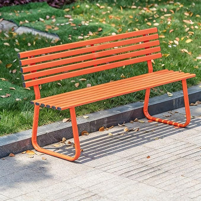 Outdoor Benches Weatherproof, Metal Bench Outdoor, Capable of Carrying 660 lbs, Suitable for Gardens, Parks, lawns, and courtyards(Orange)