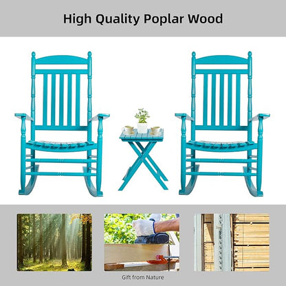 Set of 2 Outdoor Rocking Chairs, Outdoor Indoor Oversized Patio Rocker Chair Comfortable High Back Rocker for Garden, Lawn, Balcony, Backyard and Patio Porch Rocker, Load Bearing 330 lbs Blue